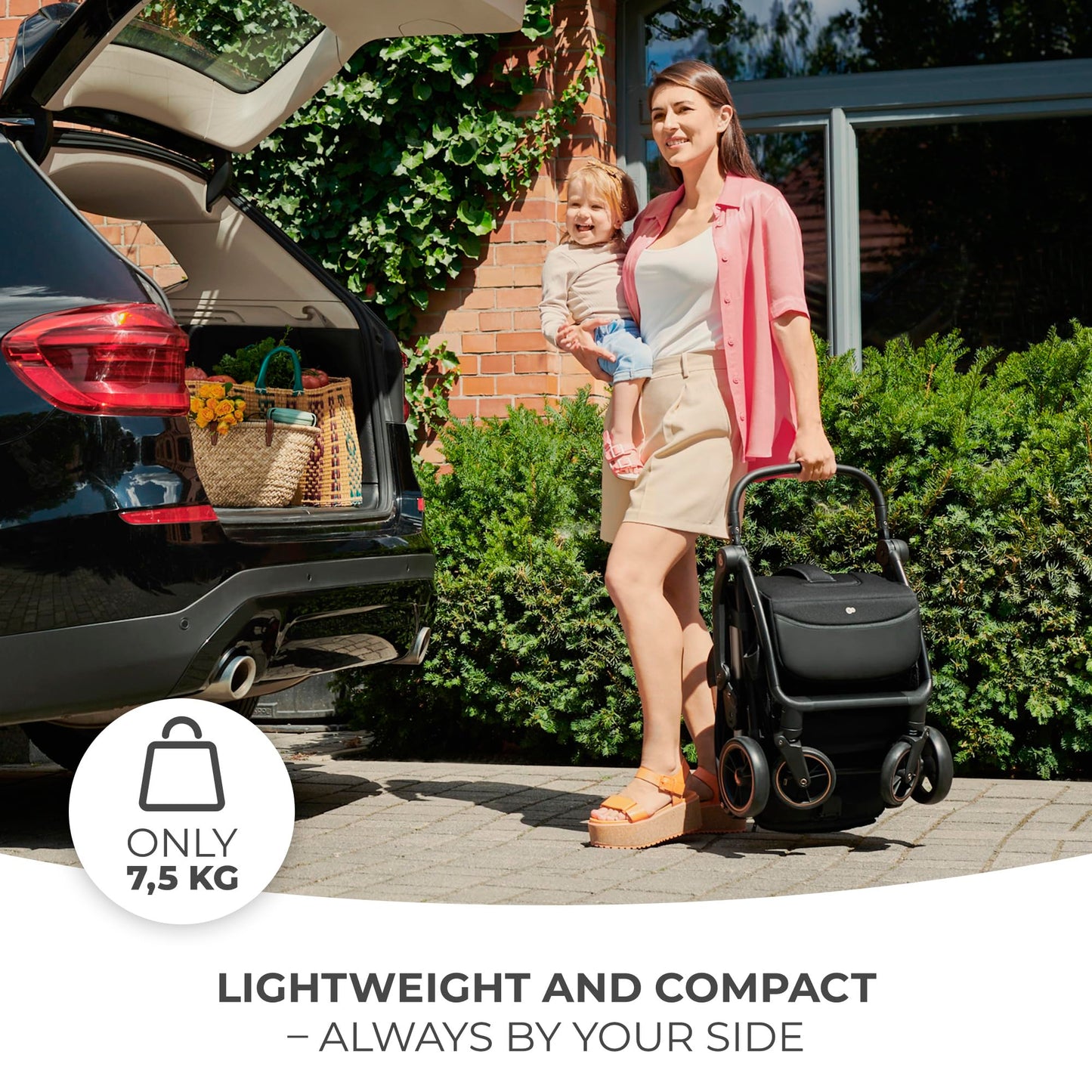 Kinderkraft APINO kerge jalutuskäru kuni 24 kg, auto-fold süsteemiga, beež
