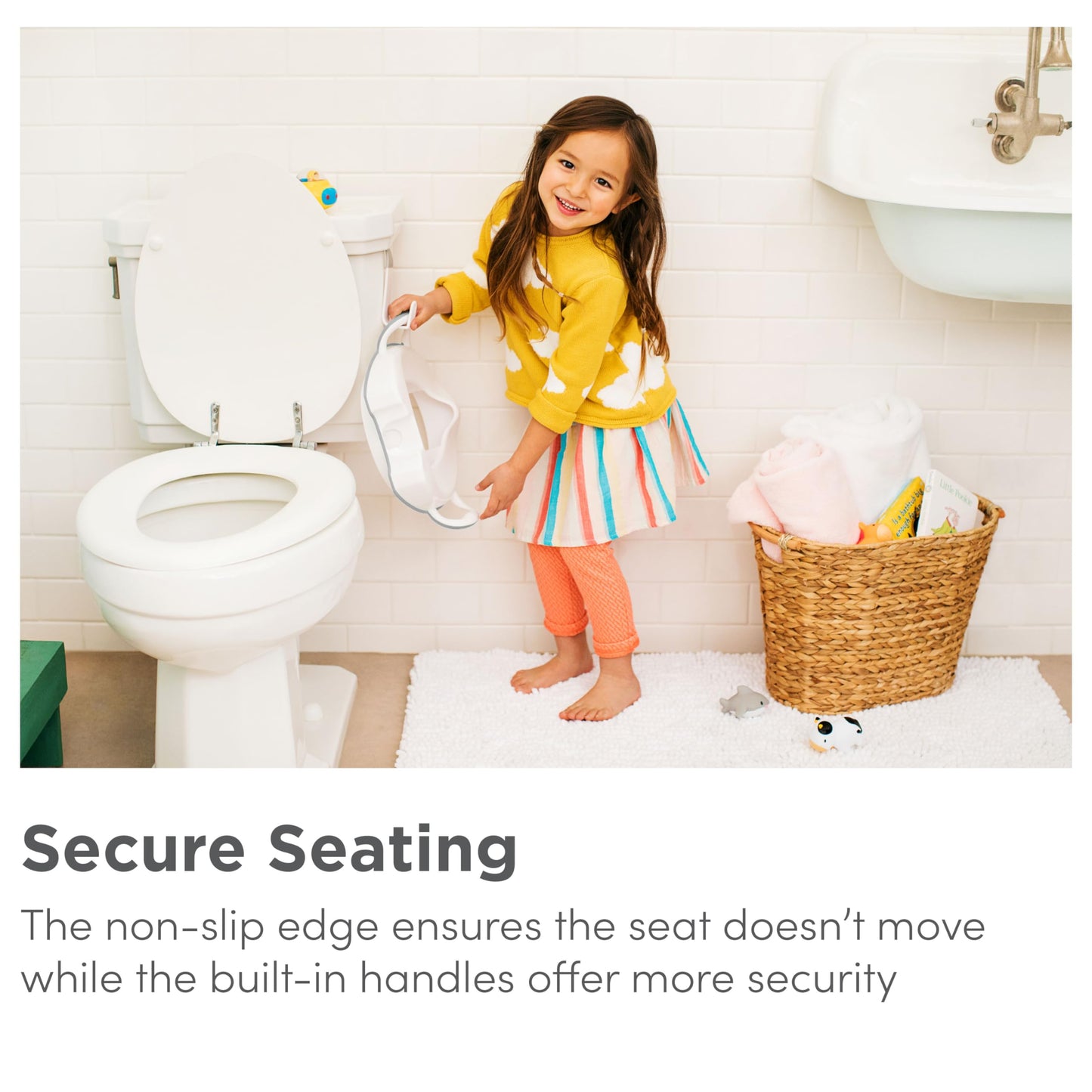 Munchkin vastupidav potitreeningu WC-iste käepidemetega, valge