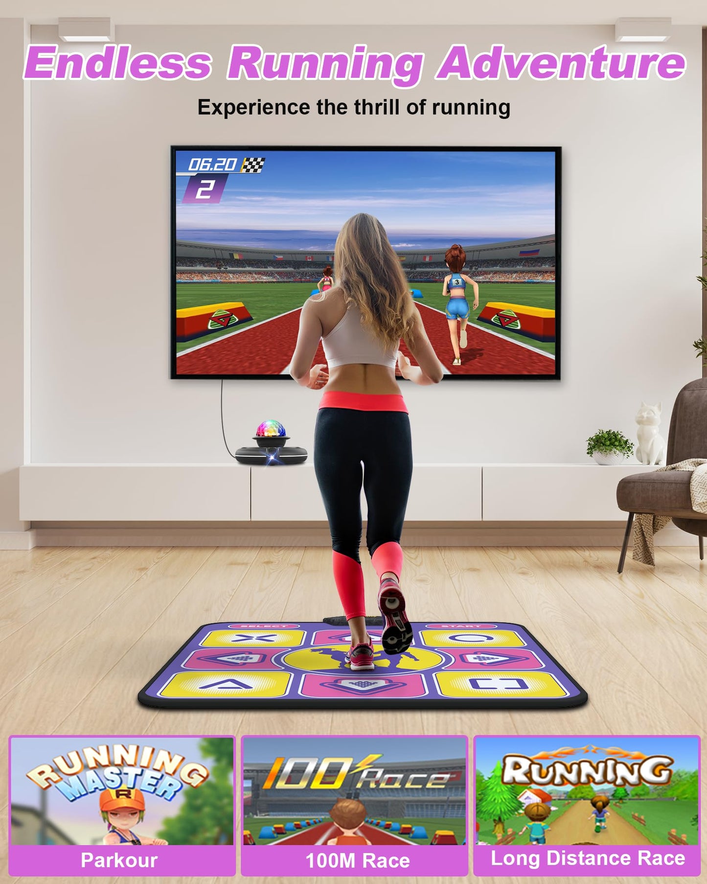 Acelufly tantsumatt HD-kaameraga, libisemiskindel mängumatt lastele ja täiskasvanutele (lilla)