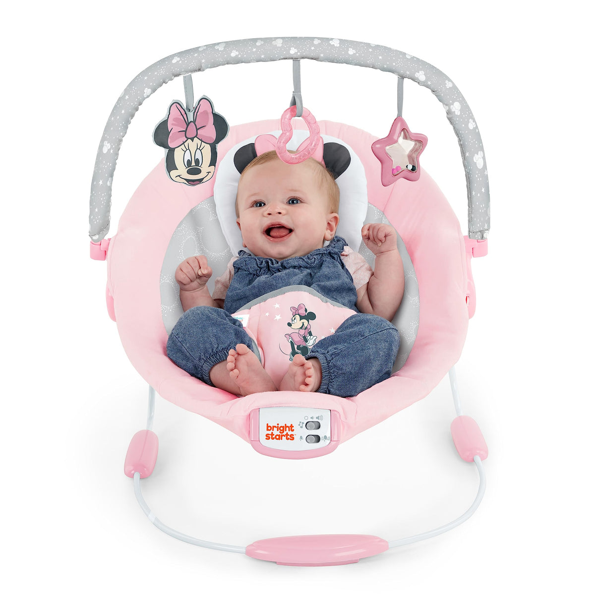 Bright Starts Minnie Mouse babykiik Rosy Skies, vibra, muusika, 3 mänguasja, 1 tk