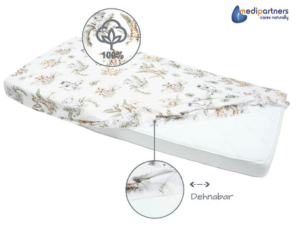 Medi Partners voodilina 60 x 120 cm, 3 tk, Safari-valge-hall, 100% puuvill