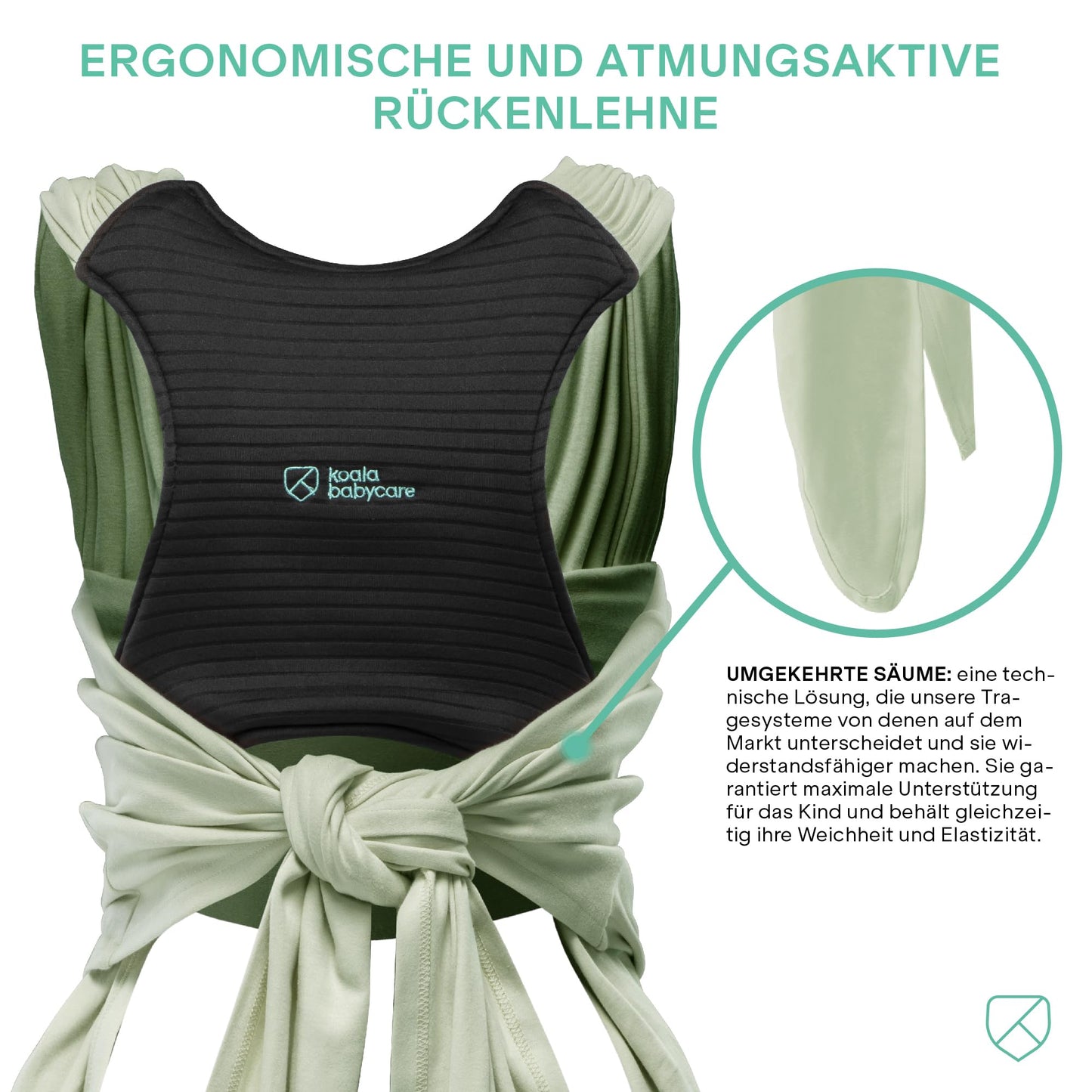 KOALA BABYCARE beebikandelina Koala Cuddle Band 2.0, pastellroheline, kuni 15 kg