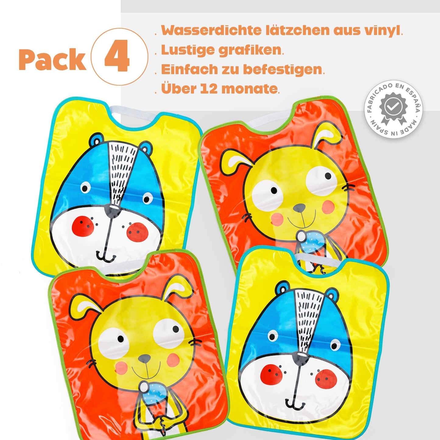 Ti TIN veekindlad vinüülist põlled lastele, 32 × 35 cm (4 tk)