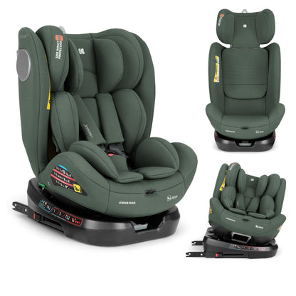KikkaBoo i-MOOVE 2 i-Size turvatool 40–150 cm ISOFIX ja 360° pööratav – armee roheline