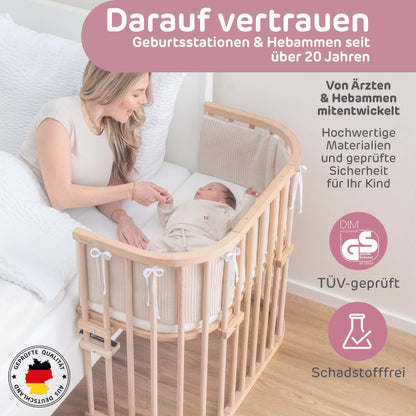 babybay Original vooditasku pöögipuust, naturaalne + voodipehmendus (mesh), lina ja madrats
