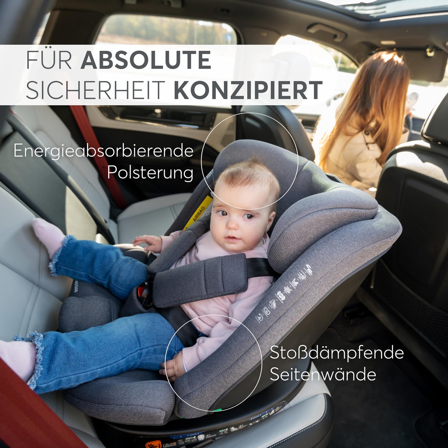 KikkaBoo i-SECURE 360° pöörlev turvatool 0–36 kg / 40–150 cm, tumehall