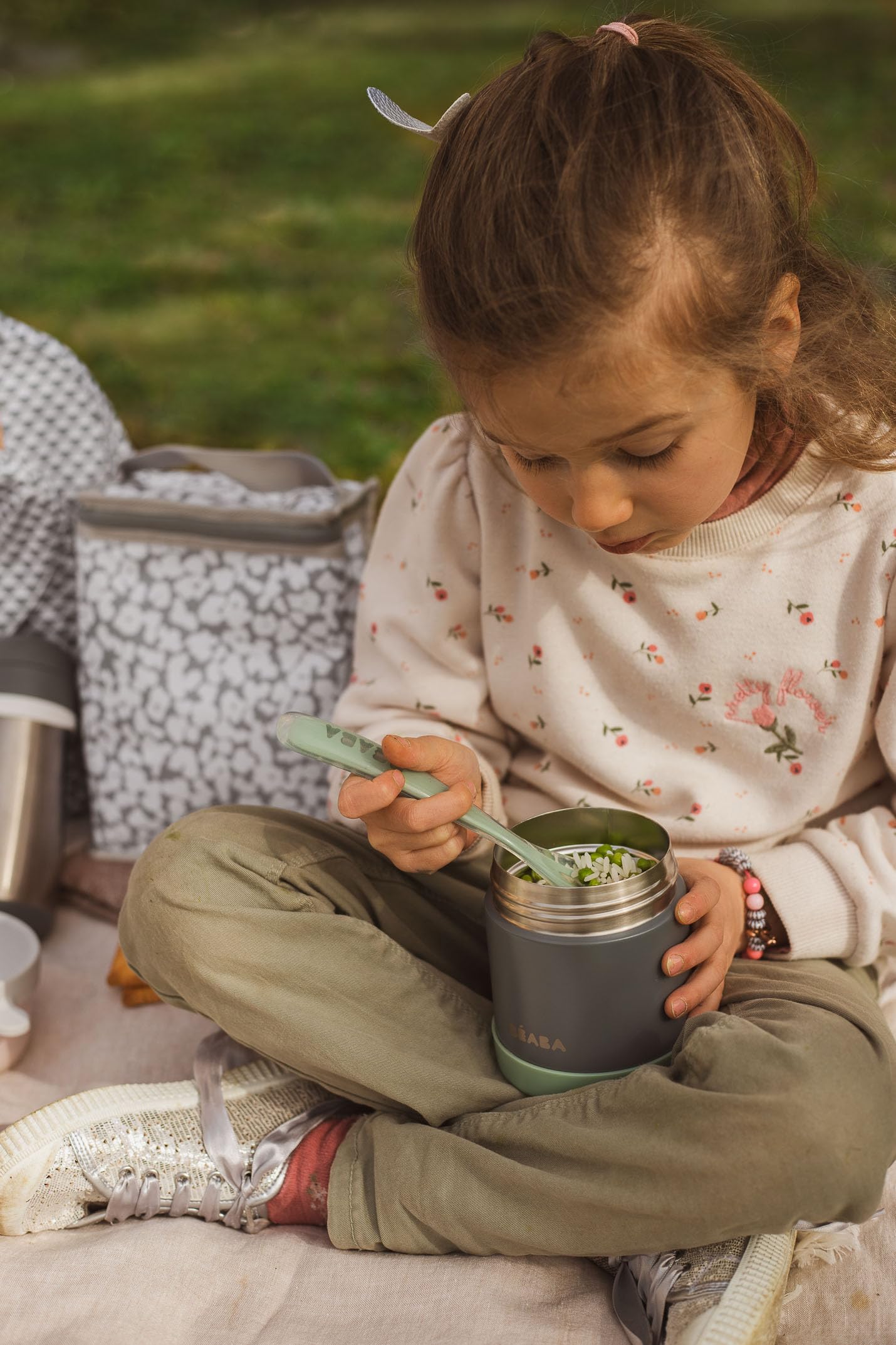 Béaba termospurk beebitoidule, roostevabast terasest, 300 ml, Mineral Grey/Sage Green