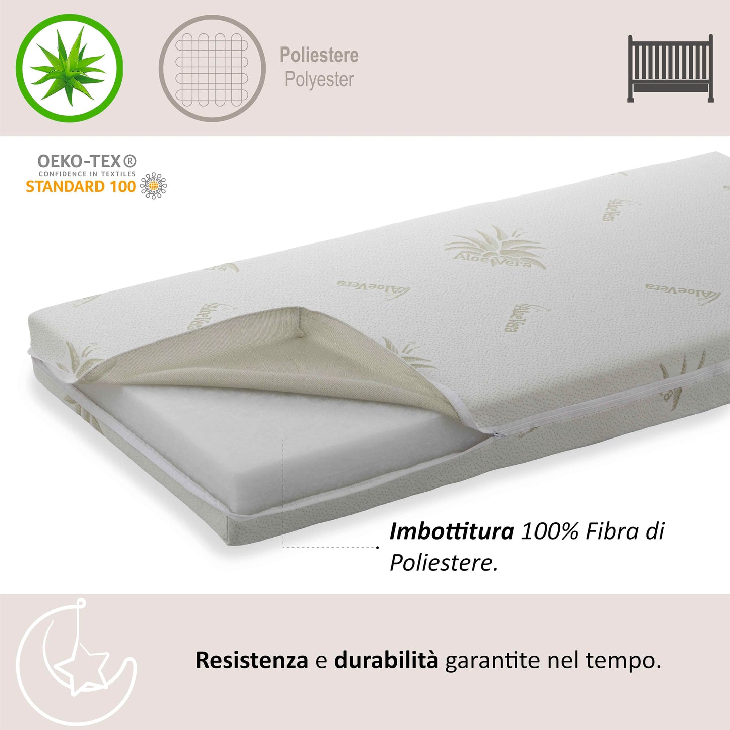 Italbaby Aloe Vera beebimadrats 60 x 125 x 11 cm