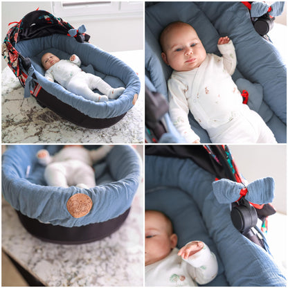 Totsy Baby musliinkangas vankrikorvi sisu (3-osaline komplekt), sinine