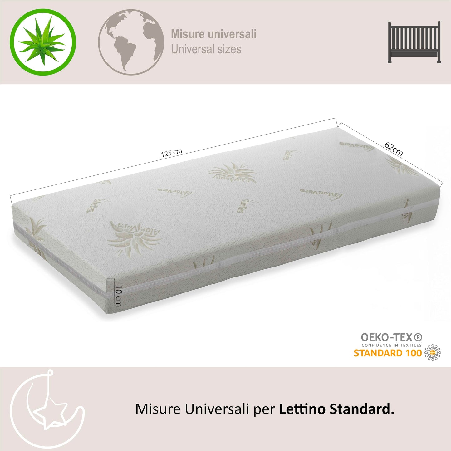 Italbaby Aloe Vera beebimadrats 60 x 125 x 11 cm