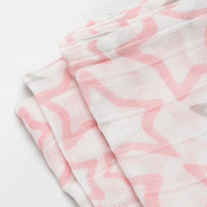 Ti TIN 100% puuvillane musliinlina, roosade tähtedega, 125×125 cm