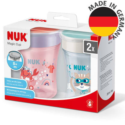 NUK Magic Cup treeningtass 230 ml, lekkekindel 360° joogiserv, 8+ kuud, komplekt 2 tk