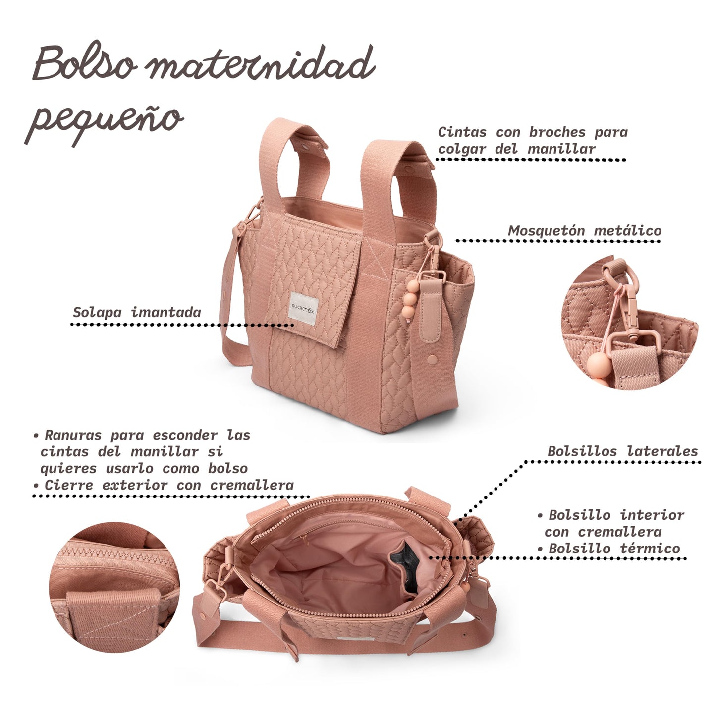 Suavinex beebitarvete kott ja organisaator kärule, lilleline