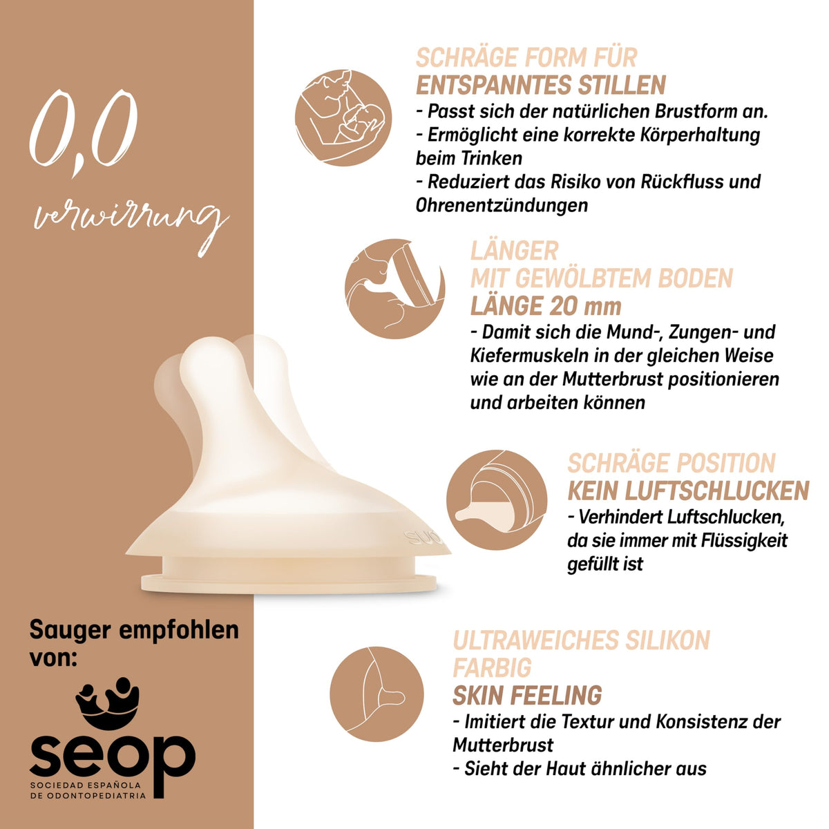 SUAVINEX Zero Zero lutiotsikute komplekt S, 2 tk, +0 k, silikoon, Deep