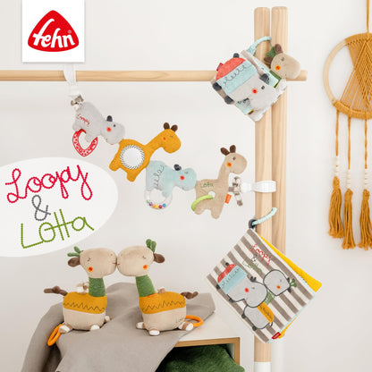 Fehn Loopy & Lotta värviline mängukett vankrile, 45 cm