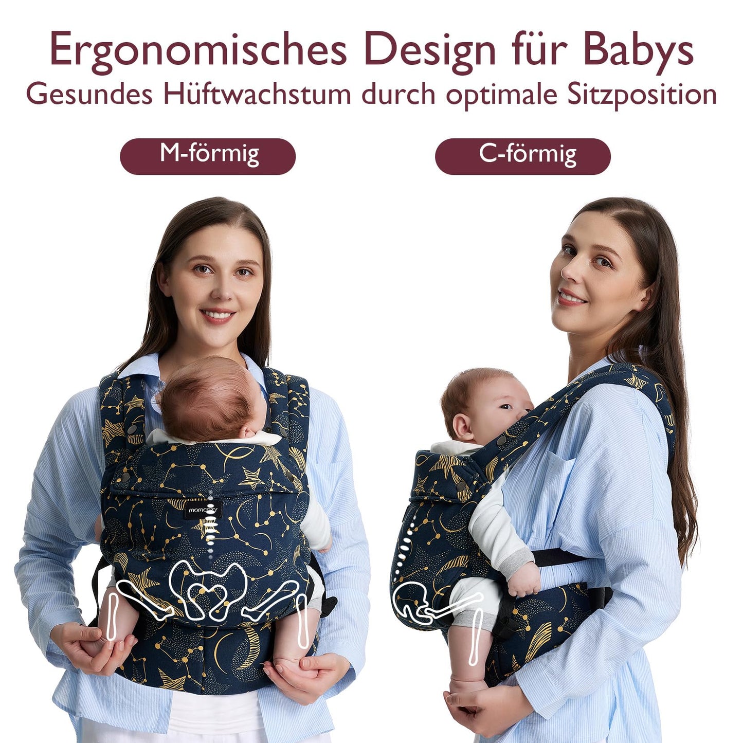 Momcozy beebikandekott Stern, 100% puuvill, alates sünnist, 3,2-20 kg