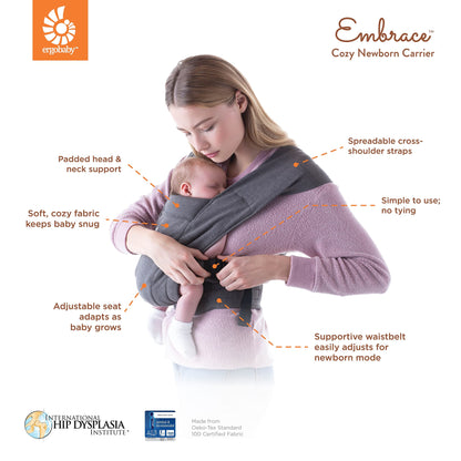Ergobaby Embrace vastsündinu kandelina, pehme ja ergonoomiline, Oxford Blue