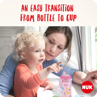 NUK Kiddy Cup joogitops, 300 ml, alates 12. elukuust, roosa, tilkumiskindel
