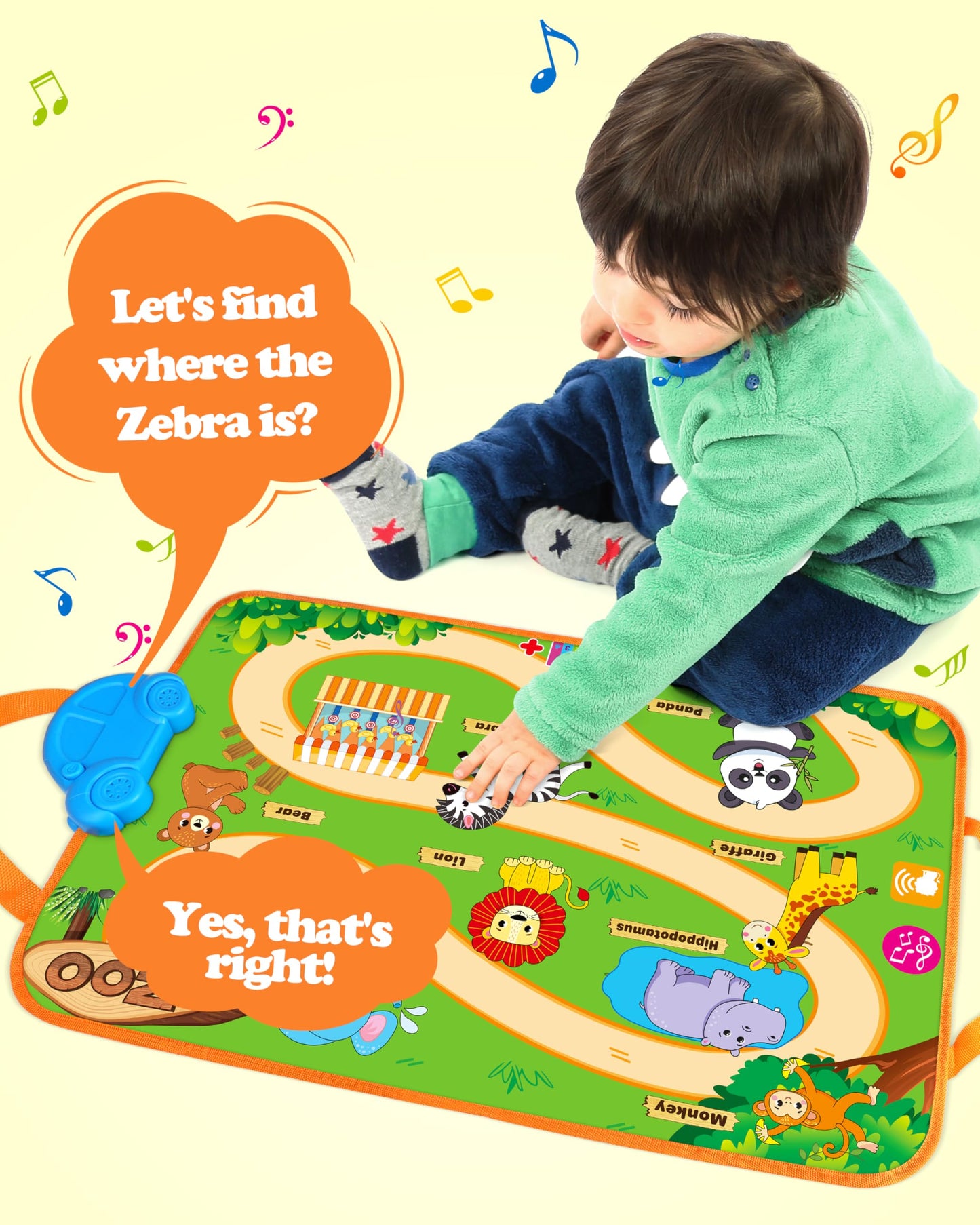 Vanmor baby ride-on car set with animal-shaped cars and music mat, 12+ months