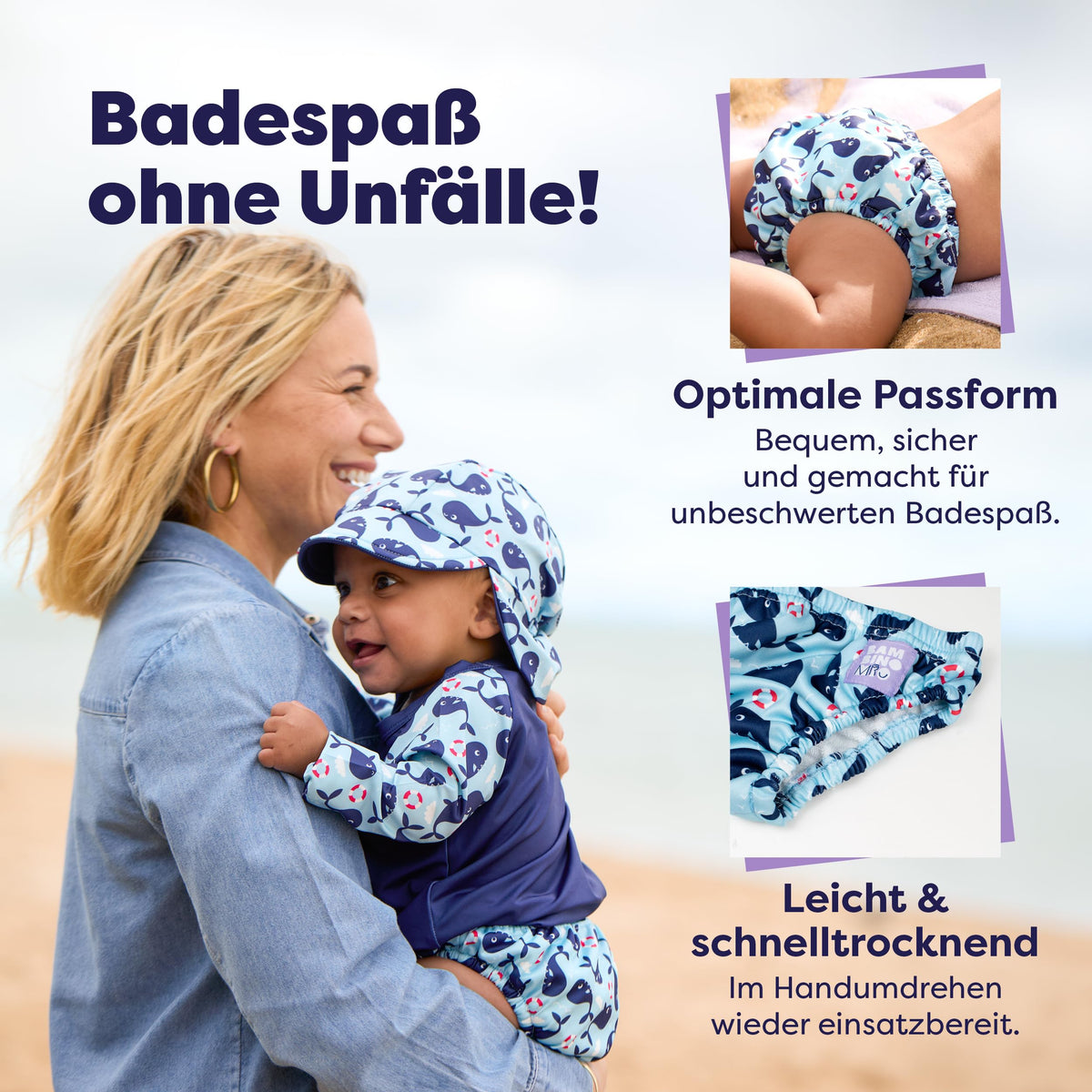 Bambino Mio korduvkasutatav ujumismähe Walfisch XL, 2+ a