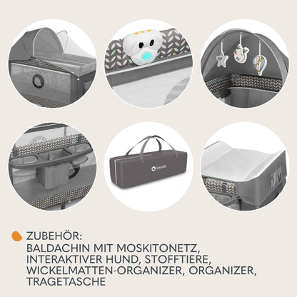 Lionelo Sven Plus 4-ühes reisivoodi mähkimislauaga kuni 15 kg, hall (Grey Scandi)