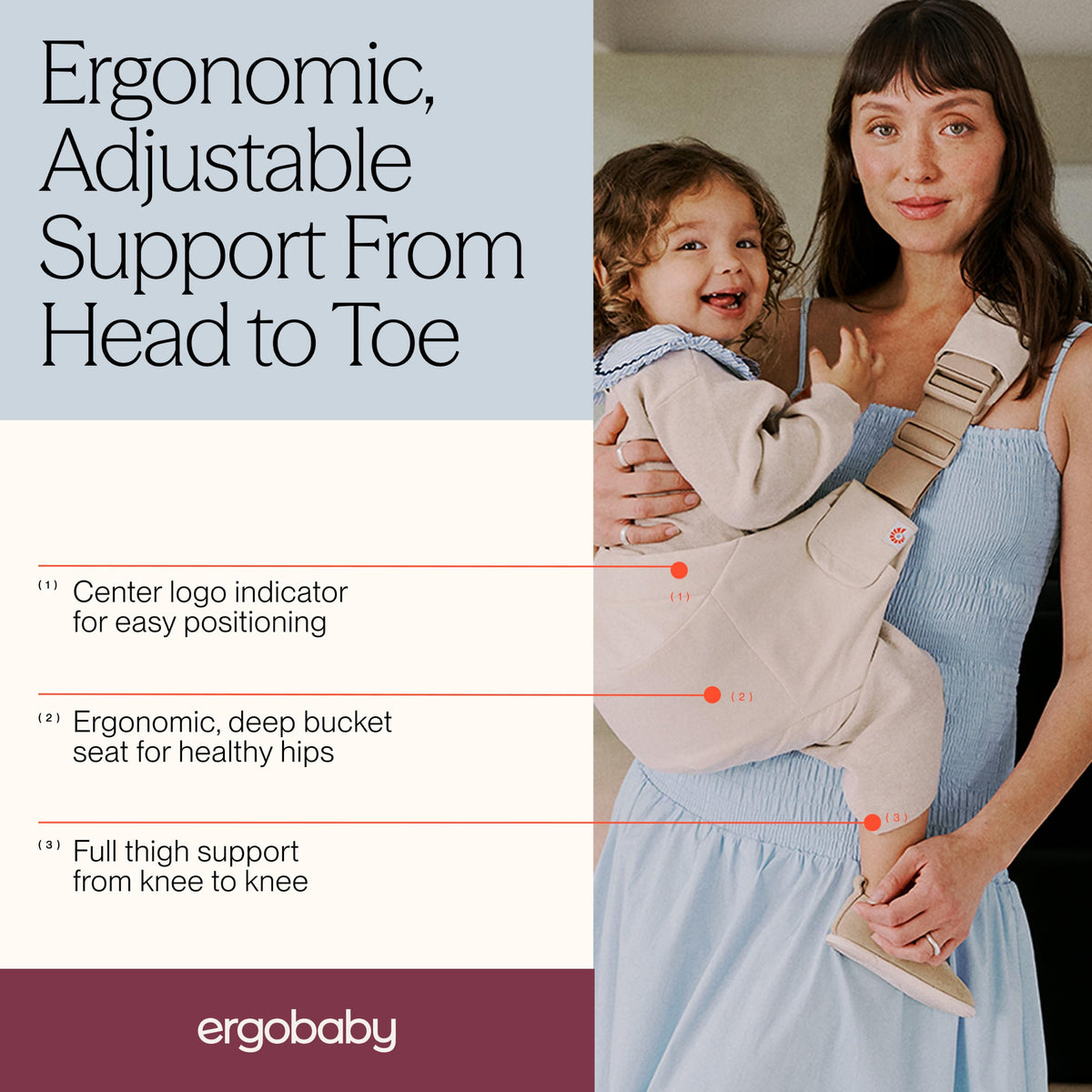 Ergobaby Upsie Sling puusa kandekott, Natural Beige, 6–48 kuud