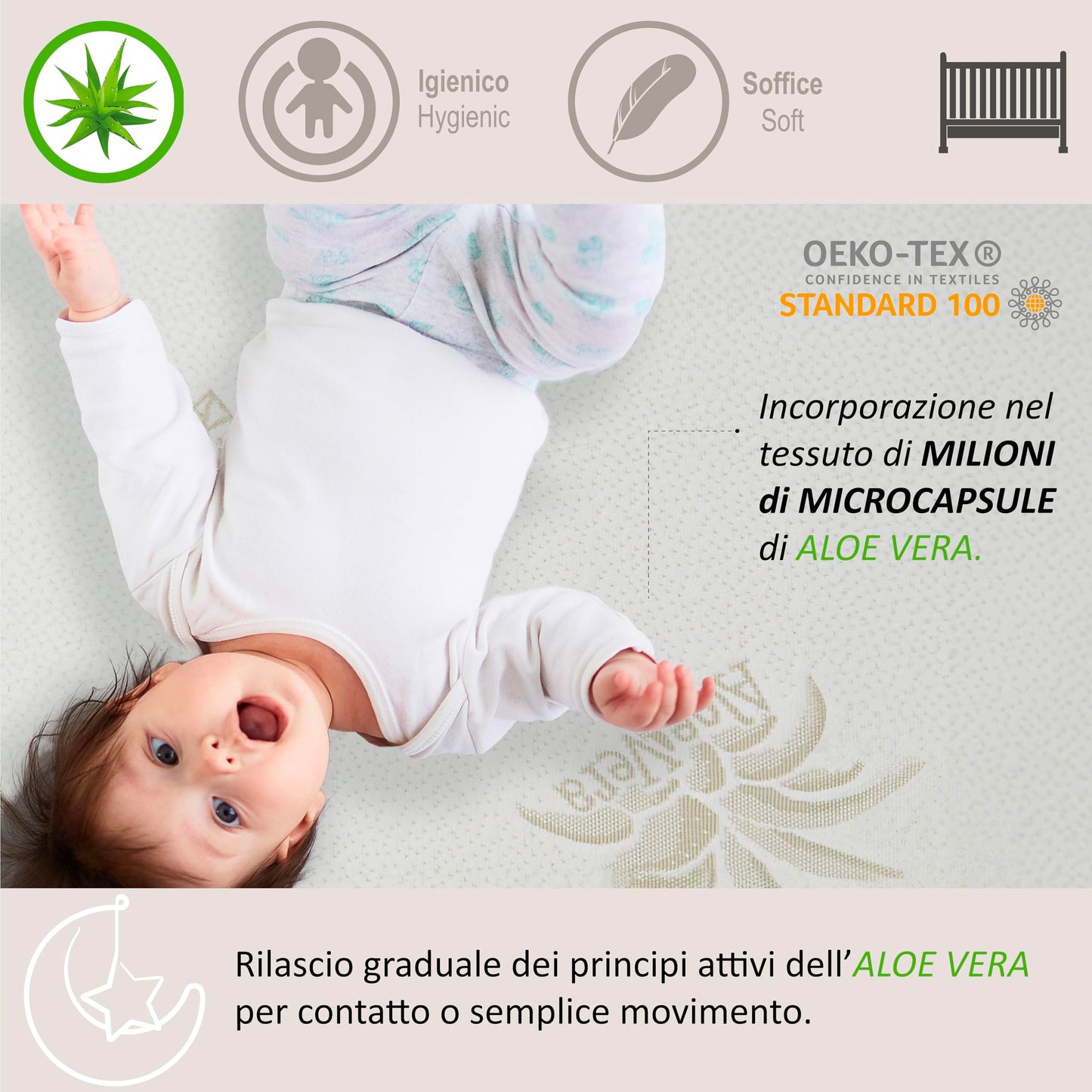 Italbaby Aloe Vera beebimadrats 60 x 125 x 11 cm