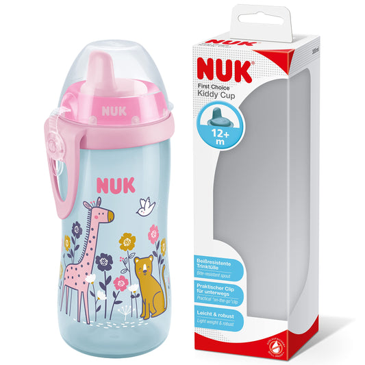 NUK Kiddy Cup joogitops, 300 ml, alates 12. elukuust, roosa, tilkumiskindel