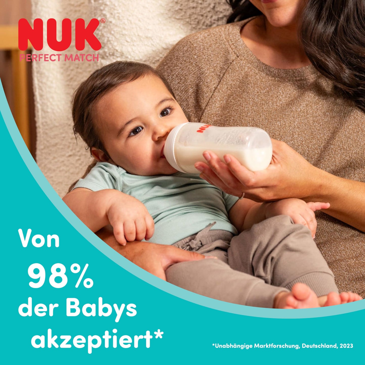 NUK Perfect Match lutipudeli lutt 0+, väike, 2 tk