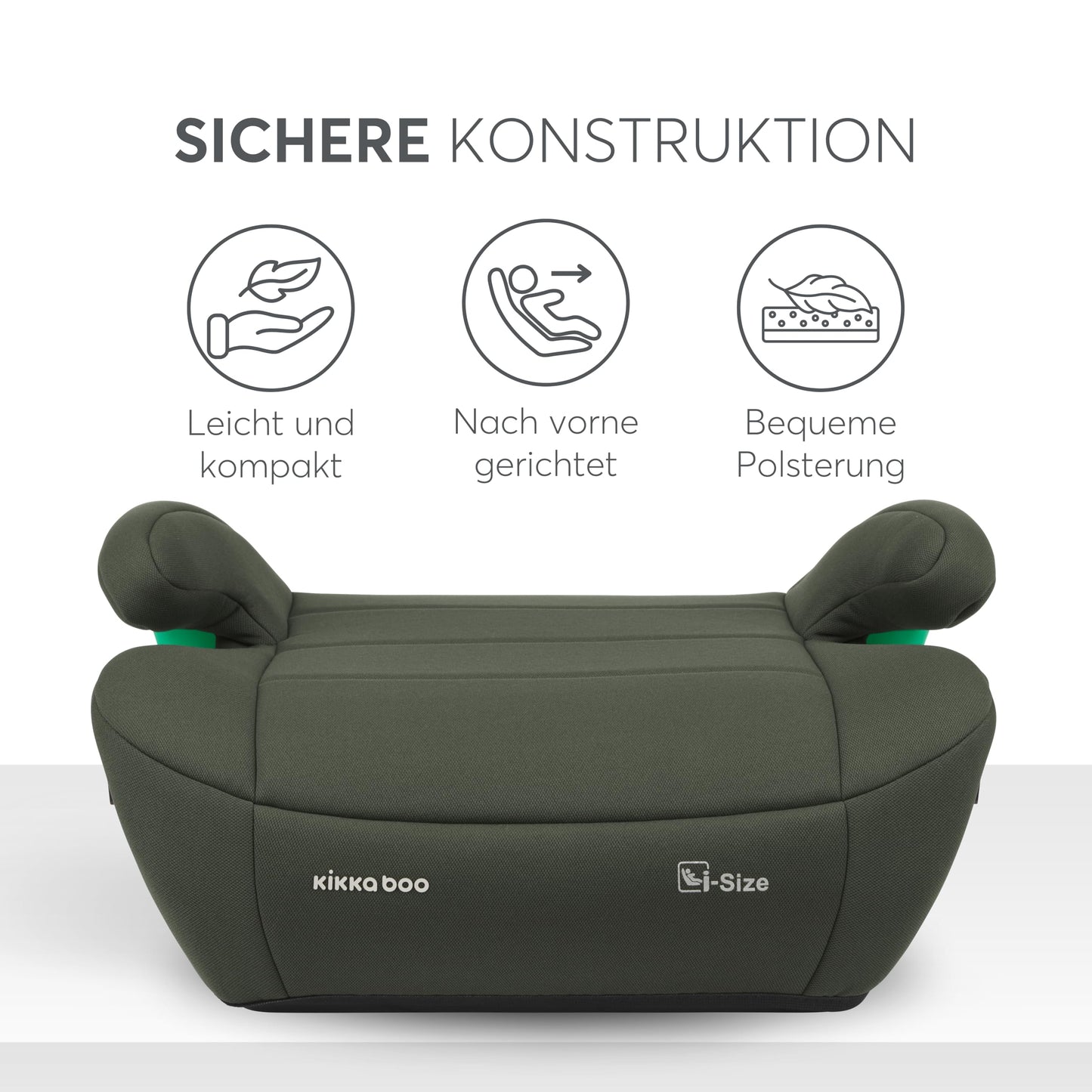 Kikka Boo i-Pop turvatooli istmekõrgendus, i-Size, ISOFIX, 22–36 kg, roheline