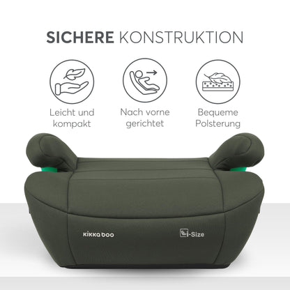 Kikka Boo i-Pop turvatooli istmekõrgendus, i-Size, ISOFIX, 22–36 kg, roheline