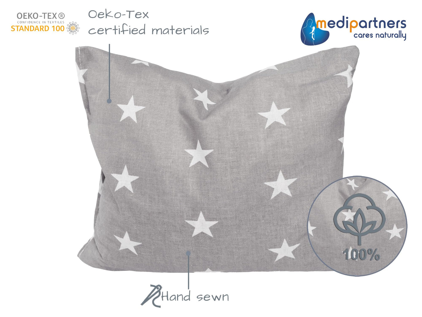 Medi Partners kirsikivipadi 20×25 cm, 500 g, puuvill (tähed)