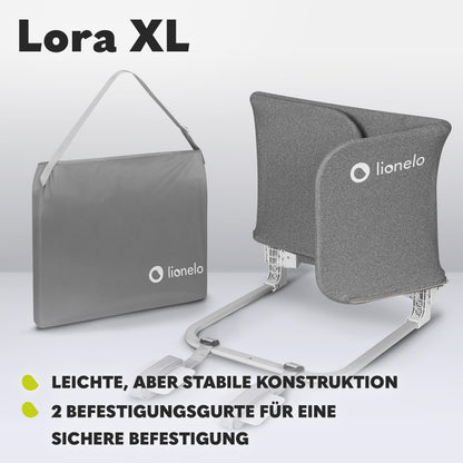 Lionelo Lora XL voodipiire vanemate voodile 150 cm, hall (18 kuud kuni 5 aastat)