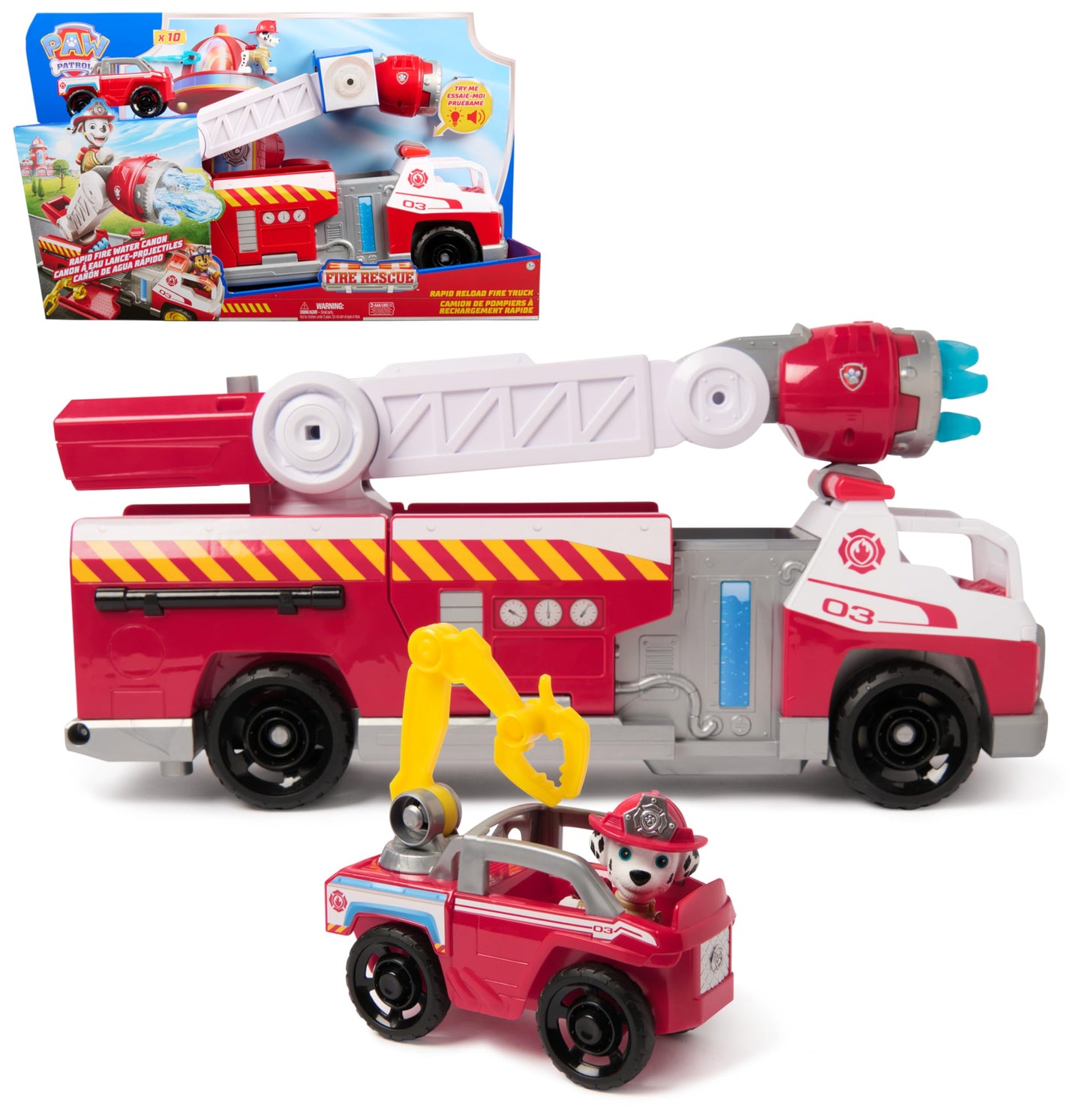 Paw Patrol Fire Rescue Deluxe Marshalli tuletõrjeauto helide, tuleefektide ja miniautoga