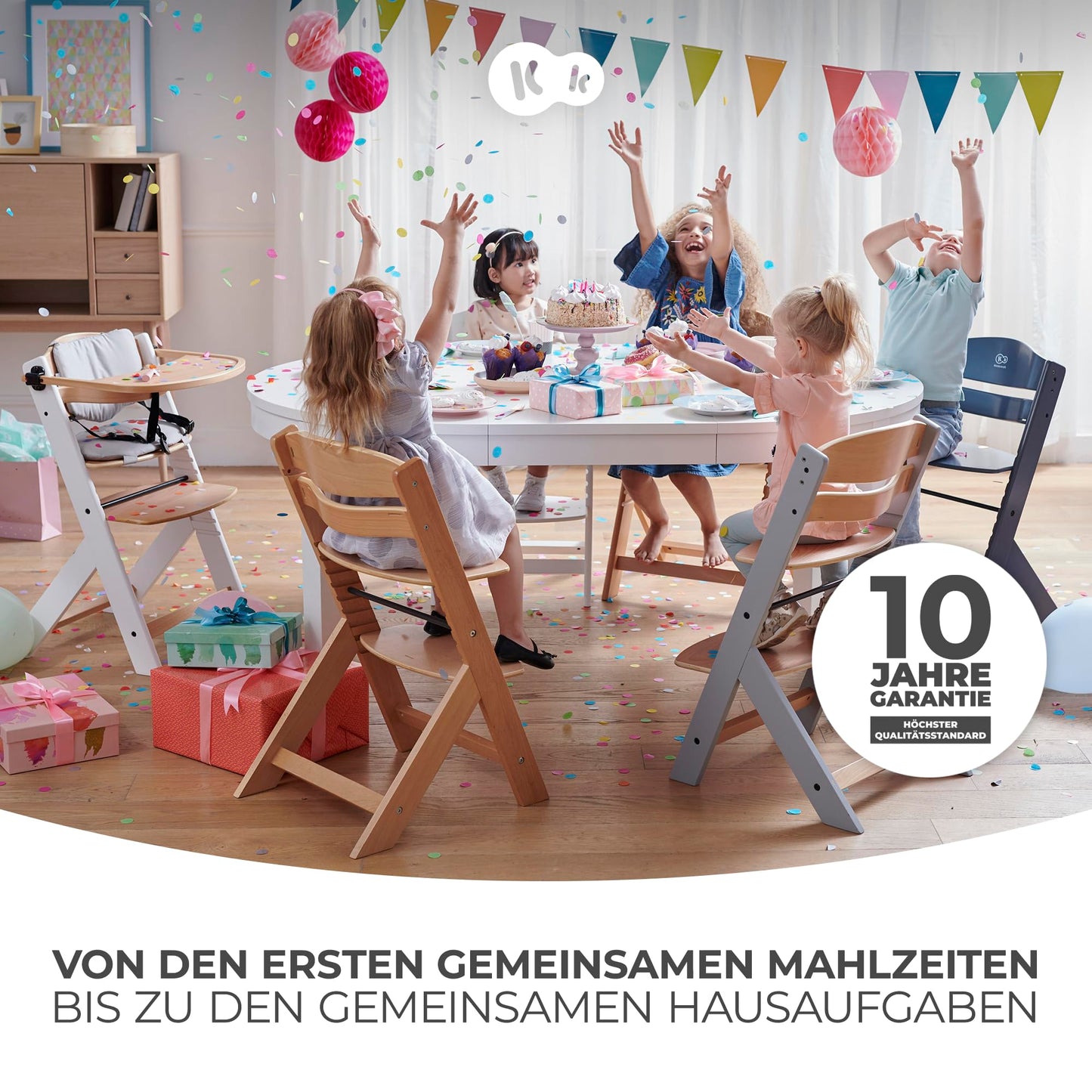 Kinderkraft ENOCK söögitooli istmepadi, 2 tk, valge, pehme, takjakinnitusega