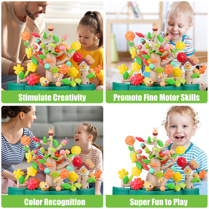 DIY flower garden construction toy, 91-piece set with storage box, 3–6 years