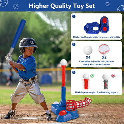 SKERITO laste pesapallikomplekt 4-ühes (T-Ball), sinine, 3–7 a