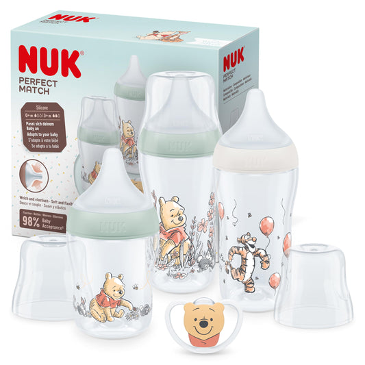 NUK Perfect Match lutipudelite komplekt Winnie the Pooh (Karupoeg Puhh), 4 osa, alates 0 kuust