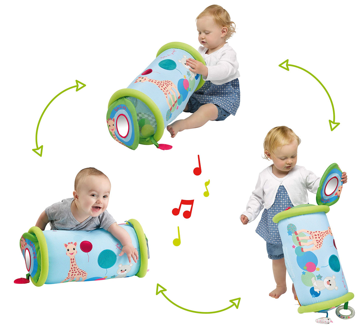 Sophie la girafe (kaelkirjak Sophie) Rollin' täispuhutav tegevusrull beebile (alates 6 kuust)