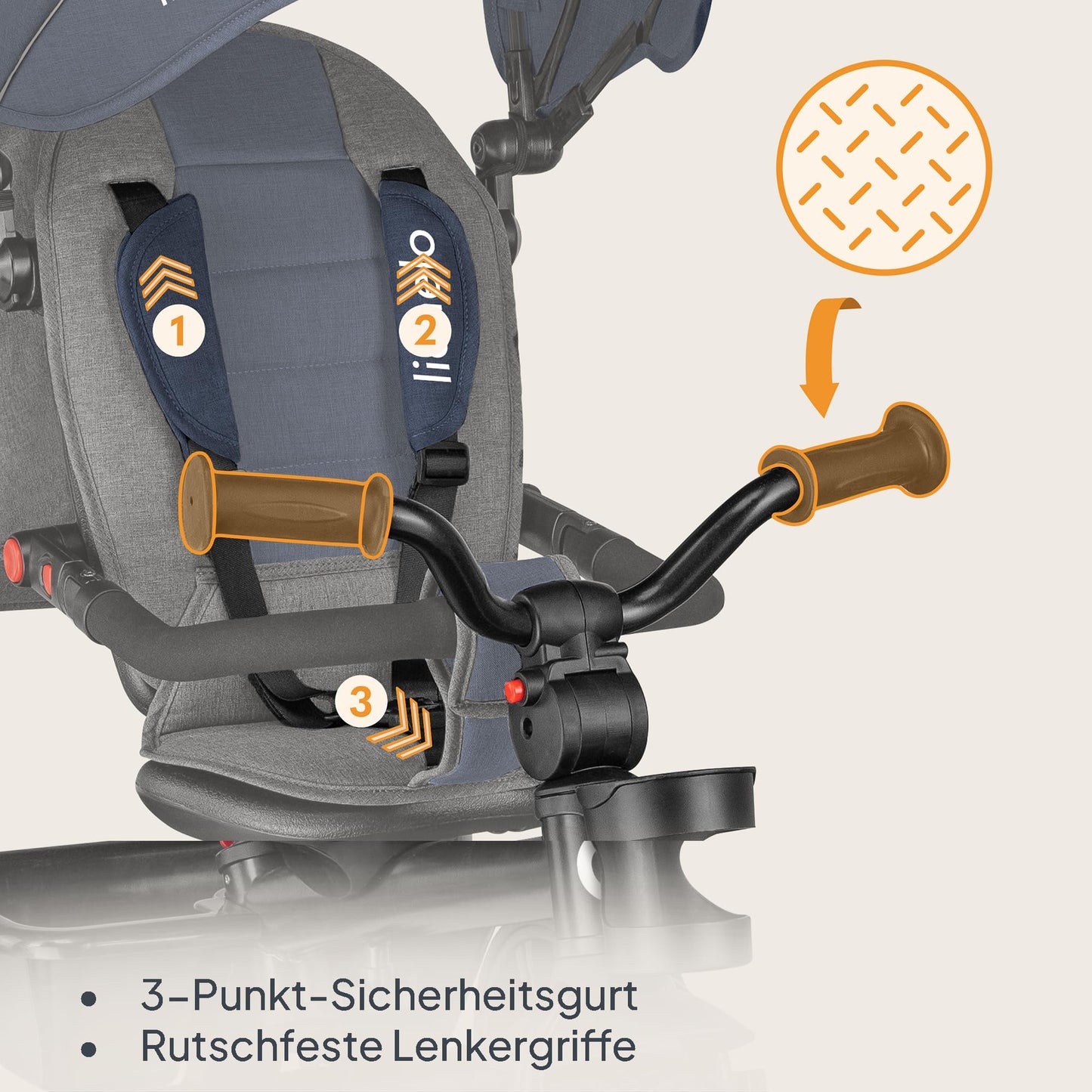 Lionelo Haari 2 ühes kolmerattaline jalgratas lükkesangaga, sinine, alates 18 kuust kuni 25 kg