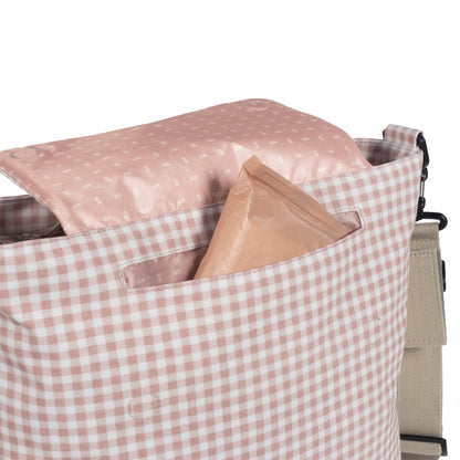 Walking Mum “I Love Vichy” roosa mähkmekott mähkimisalusega, õla- ja kärukinnitusega