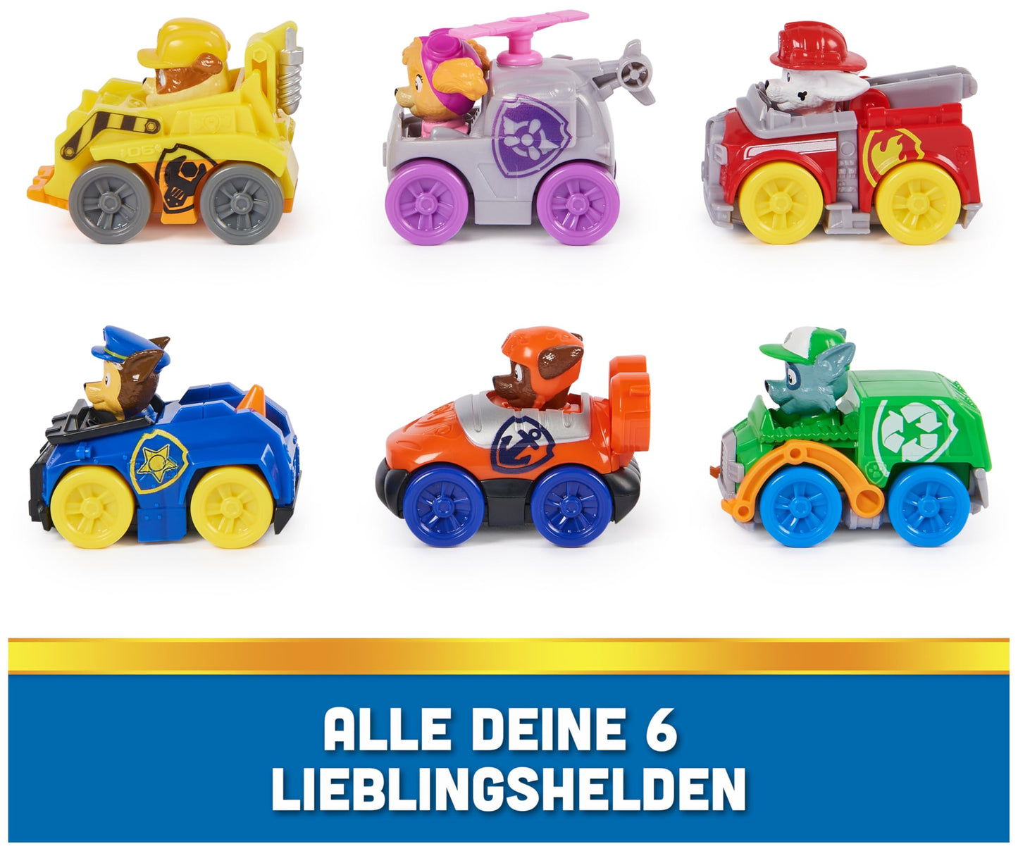 Paw Patrol Pup Squad Racers 6-osaline miniautode komplekt (6 cm)