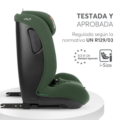 KikkaBoo i-FLIT i-Size turvatool, 76–150 cm, ISOFIX, roheline