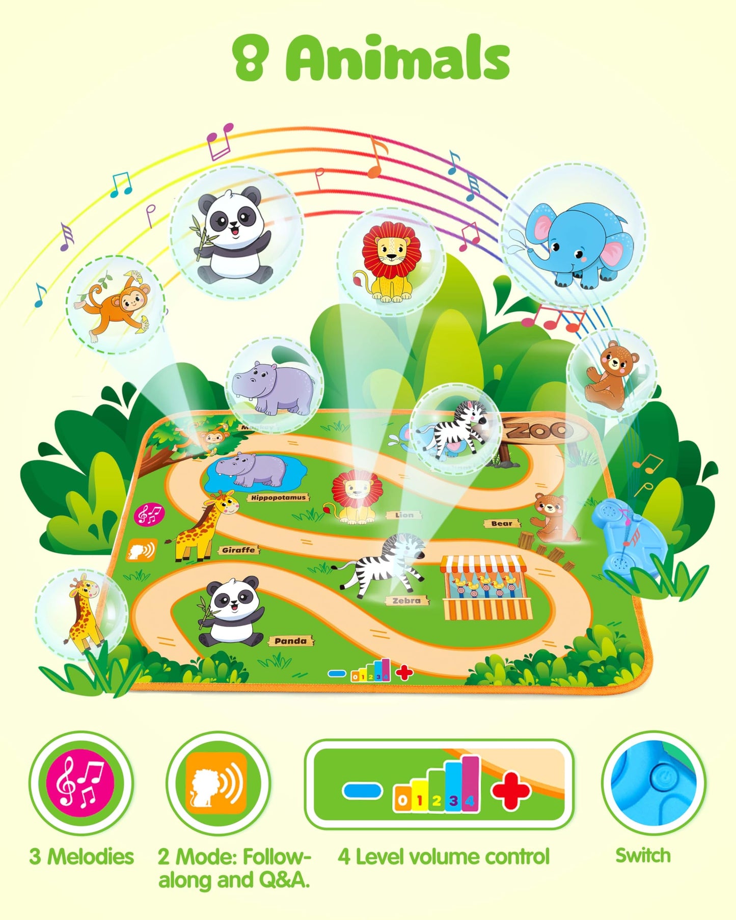 Vanmor baby ride-on car set with animal-shaped cars and music mat, 12+ months