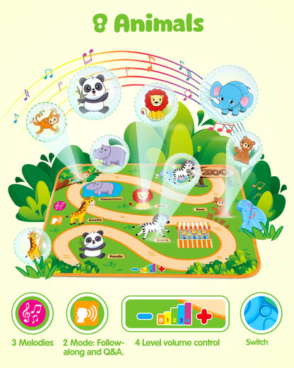Vanmor baby ride-on car set with animal-shaped cars and music mat, 12+ months