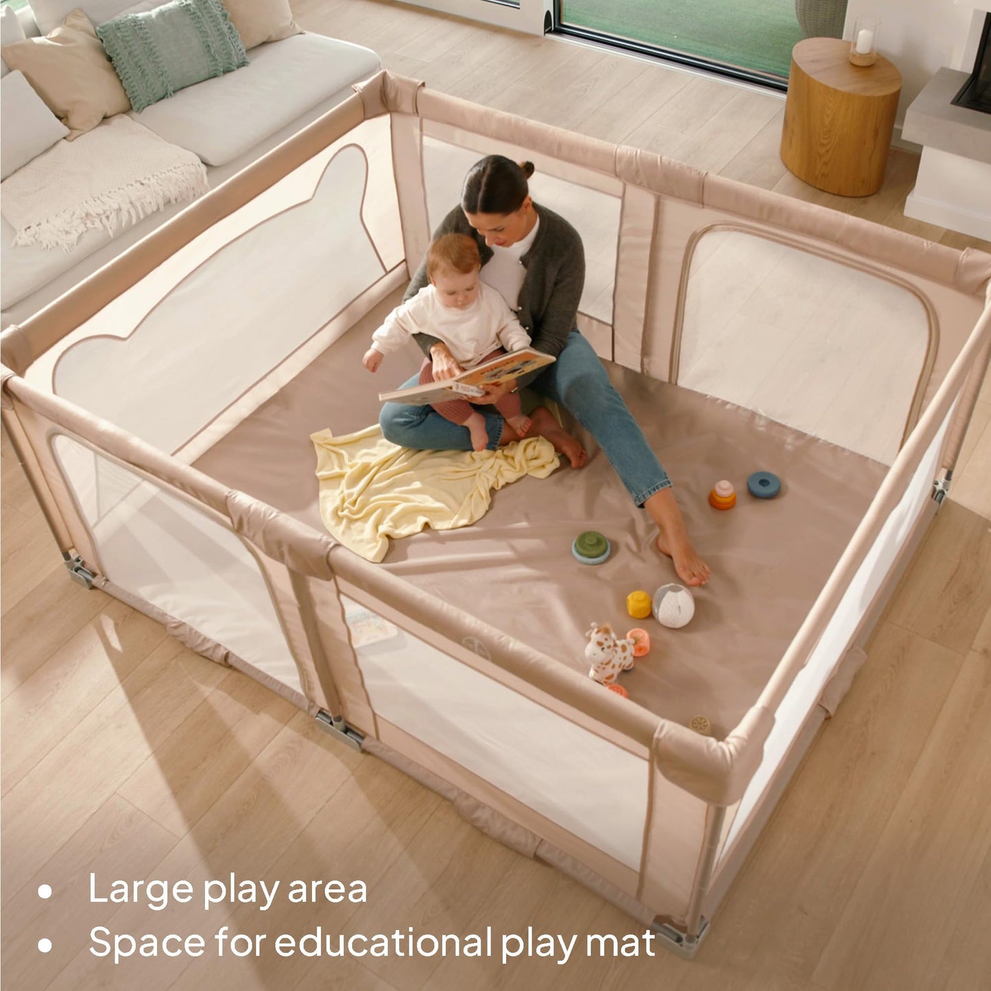 Lionelo Florence Easy Fold XL kokkupandav mänguaedik 150 × 180 cm, hall