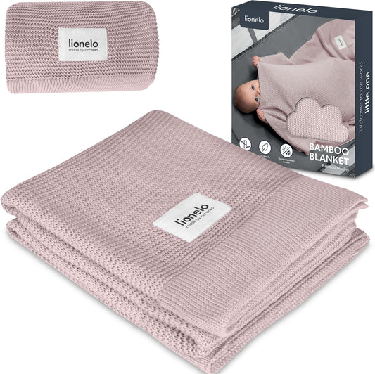 Lionelo bambusest beebitekk 100×75 cm, 100% puuvill, antibakteriaalne ja hüpoallergeenne, roosa