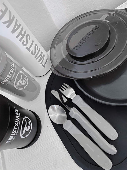 Twistshake roostevabast terasest söögiriistade komplekt lastele, 12+ kuud, pastelroosa