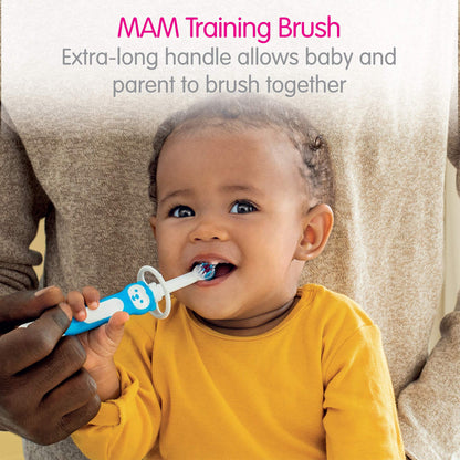MAM Learn to Brush hambaharjakomplekt beebile (5+ kuud), sinine