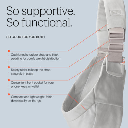 Ergobaby Upsie Sling beebikandekott Pearl Grey, 6–48 kuud
